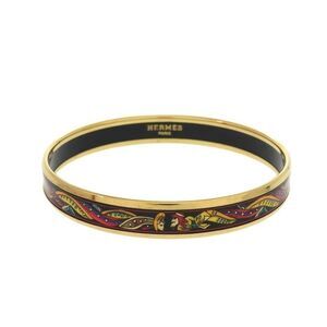 Hermes Enamel PM Bangle Metal Black Gold Y Stamp (made In 2020) Black 1136